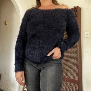 Chaser Navy Blue Fuzzy Sweater - NWT Size Large